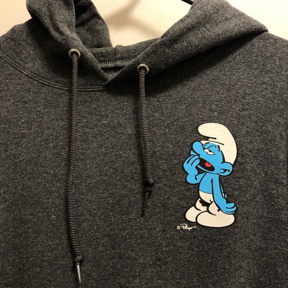 Blue Smurfs Gray Hoodie Mushroom Sweater - Picture 2 of 7